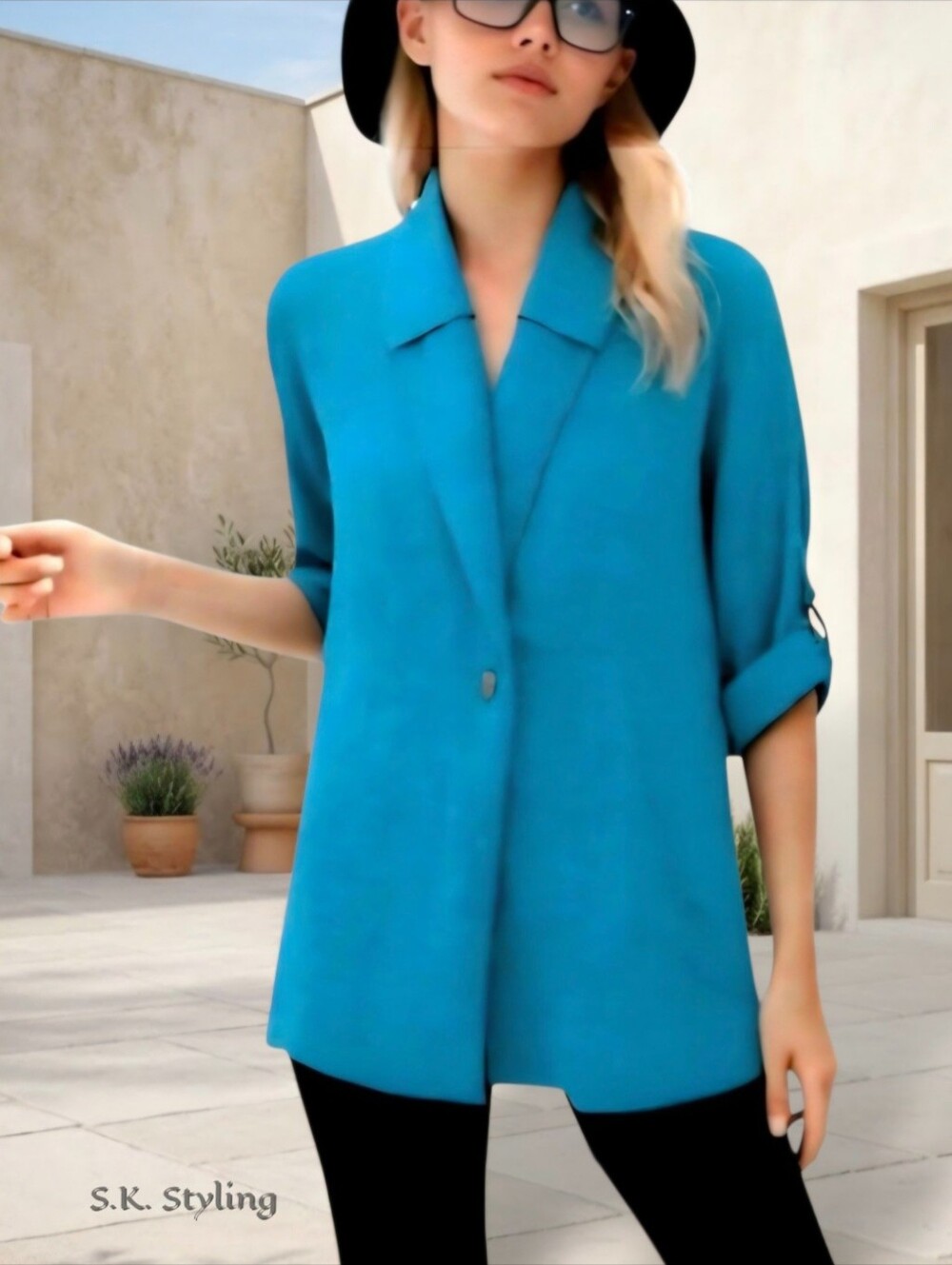 Soft Surroundings Lightweight Lagenlook Relaxed Jacket Stick Buttons Women's S/L